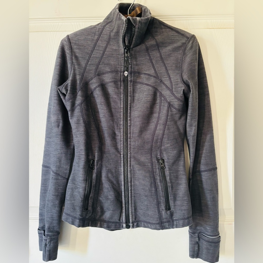 Gray Define Jacket with Standing Collar and Slim Fit